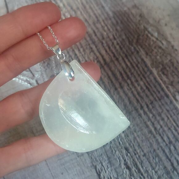 Handmade Jewelry - Mexican Onyx Worry Stone Necklace Natural Stone Pendant